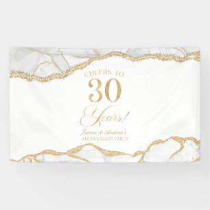 White Gold Agate 30th Wedding Anniversary Party Banner