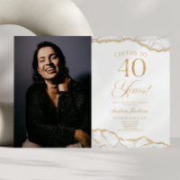 White Gold Agate Picture 40th Birthday Party