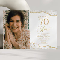 White Gold Agate Picture 70th Birthday Party