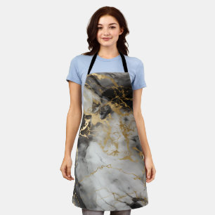 White, Gold and Black Luxury Marble Elegant Apron