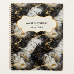 White, Gold and Black Luxury Marble Elegant Planner