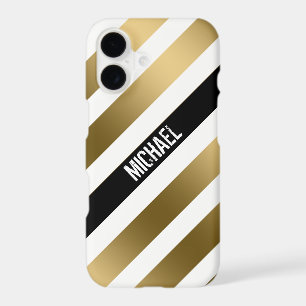 White Gold And Black Stripes Pattern