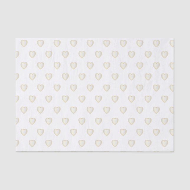 White Gold and Satin Diamond Hearts Tissue Paper (Front)