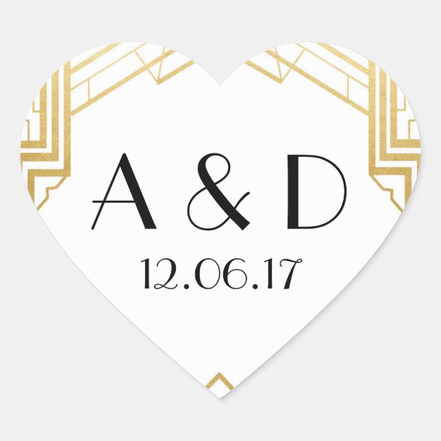 White & Gold Art Deco 1920's Round Stickers Label (Front)