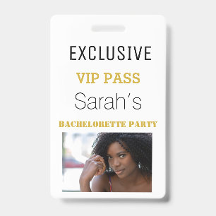 White Gold Bachelorette Party Pass VIP Invites  ID Badge