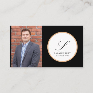 White, Gold & Black Personalised Photo & Name Business Card