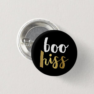 White & Gold Boo Hiss Button