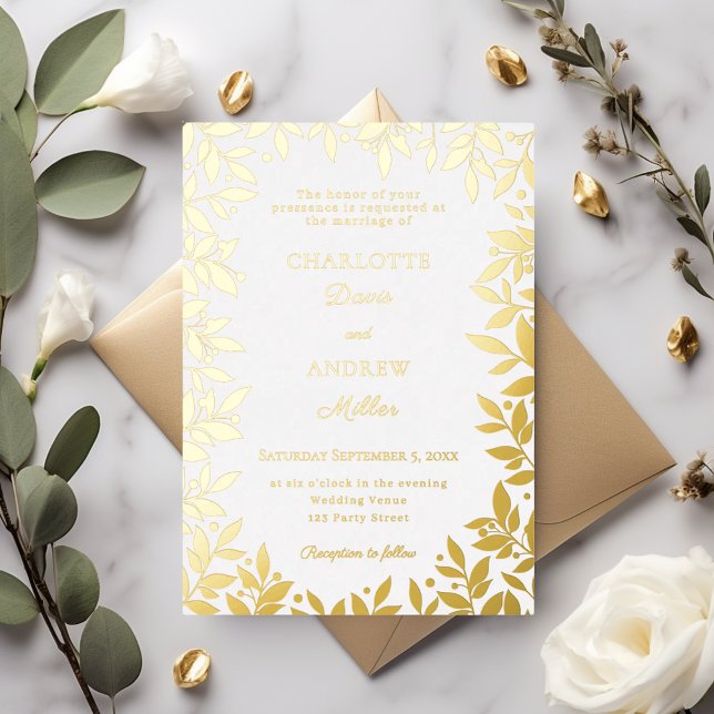 White gold botanical leaves luxury wedding (Creator Uploaded)