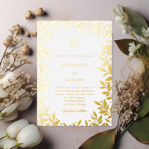 White gold botanical monogram luxury wedding