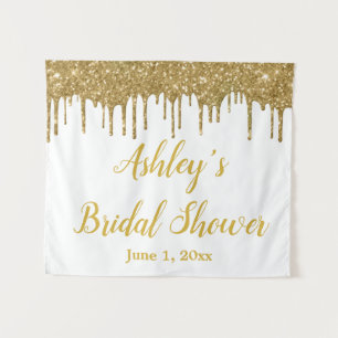 White Gold Bridal Shower Backdrop Photo Booth Prop Tapestry