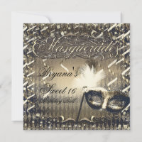 White Gold & Bronze Masquerade Mask Birthday Party