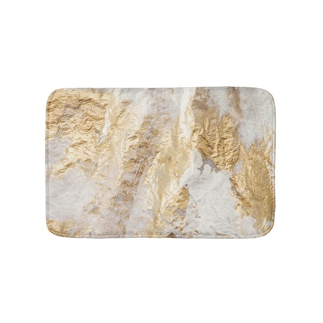 White-gold brush painted texture. bath mat (Front)