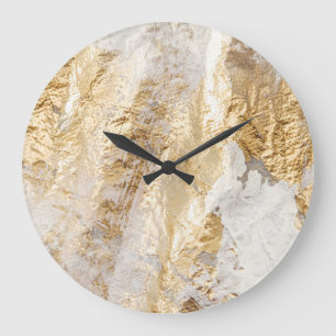 White-gold brush painted texture. large clock