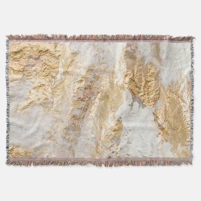 White-gold brush painted texture. throw blanket (Front)