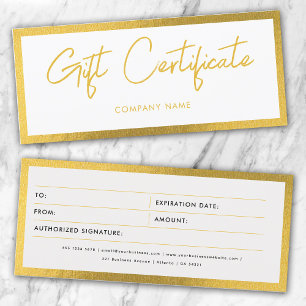 White & Gold Business Gift Certificate Voucher