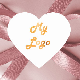 White gold business logo heart sticker