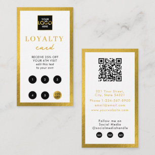 White Gold Business Logo QR Code Loyalty Business Card