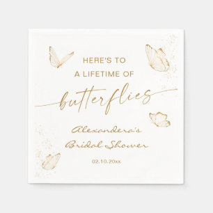 White Gold Butterfly Bridal Shower Napkin