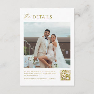 White Gold Champagne Photo Wedding Details Qr Code Enclosure Card