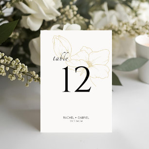 White & Gold   Chic Modern Floral Wedding  Table Number