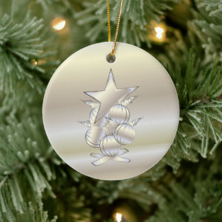 White gold Christmas Ceramic Tree Decoration