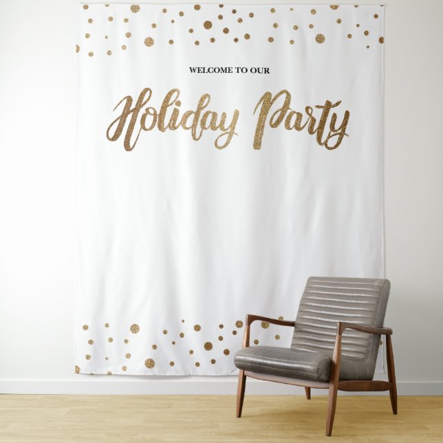 White Gold Christmas Company Holiday Backdrop Tapestry (In Situ)