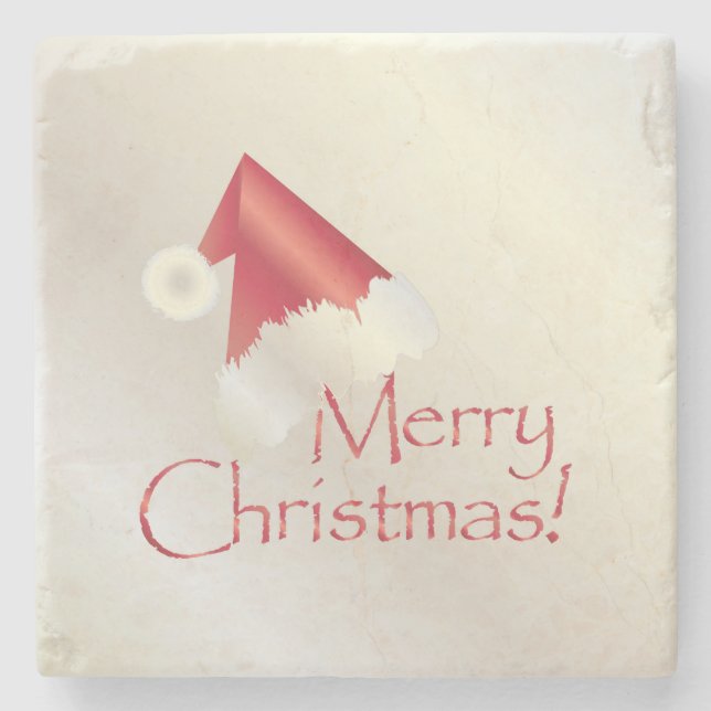 White gold Christmas Stone Coaster (Front)
