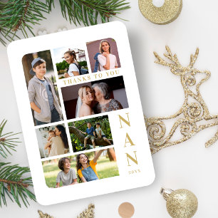 White & Gold Classic 7 Multi Photos Collage Family Magnet