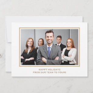White Gold Classy Corporate Business Photo holiday Card