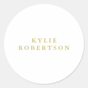White & Gold Colors Professional Trendy Plain Classic Round Sticker