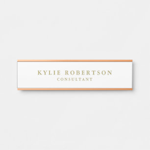 White & Gold Colors Professional Trendy Plain Door Sign