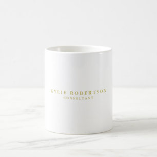 White & Gold Colours Professional Trendy Plain Coffee Mug