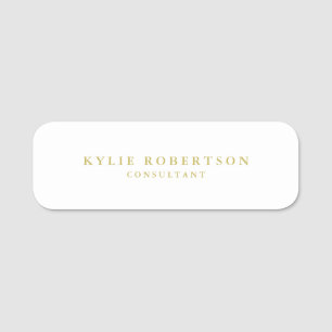 White & Gold Colours Professional Trendy Plain Name Tag