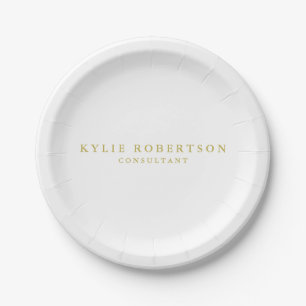 White & Gold Colours Professional Trendy Plain Paper Plate