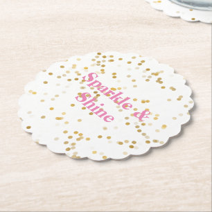 White Gold Confetti Paper Coaster