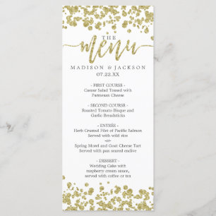 White & Gold Confetti Wedding Menu