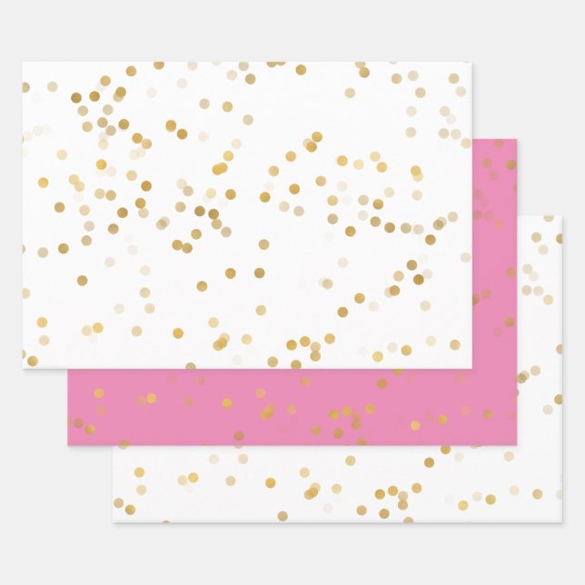 White Gold Confetti Wrapping Paper Sheet (Set)