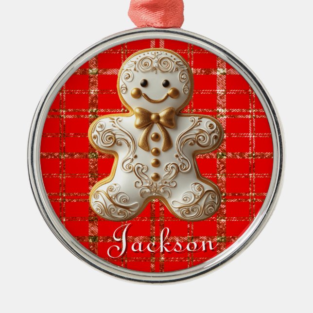 White & Gold Cookie  Metal Tree Decoration (Front)