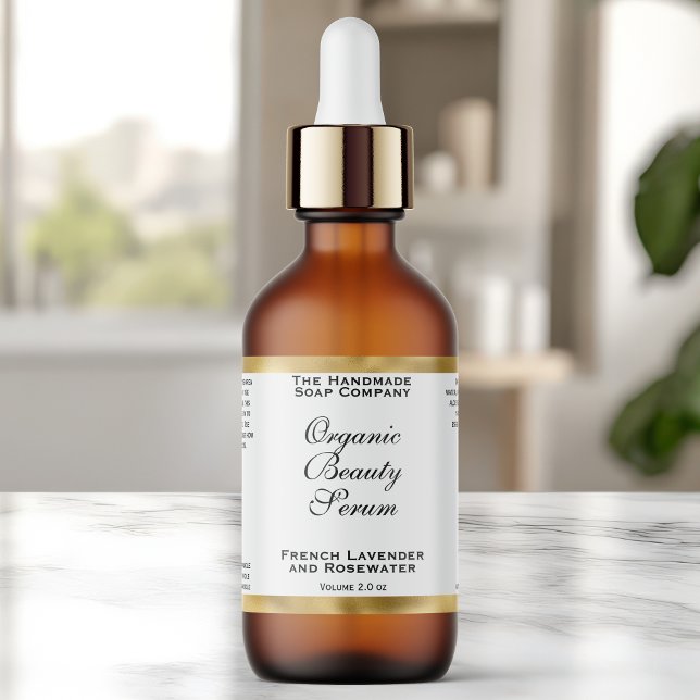 White & Gold Cosmetics Dropper Bottle Label (Creator Uploaded)