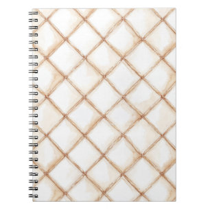White Gold Cream Stripes Squares Notebook