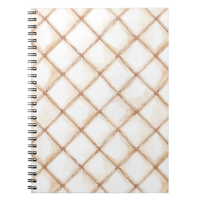 White Gold Cream Stripes Squares   Notebook (Front)