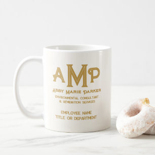 White & Gold Custom Monogram Coffee Mug