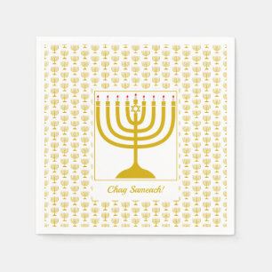 White Gold Customisable   Hanukkah   MENORAH Napkin
