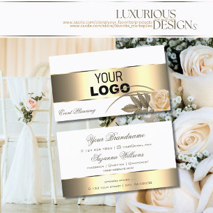 White Gold Decor and Cute Rose Flower with Logo Business Card