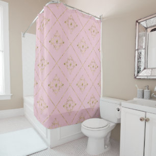 WHITE GOLD DIAMOND ELEGANT PATTERN SHOWER CURTAIN