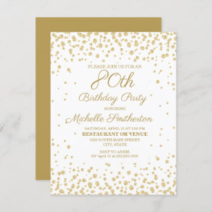 White Gold Diamond Glitter Women's 80th Birthday Card