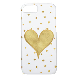 White Gold Dots Heart iPhone 8/7 Case