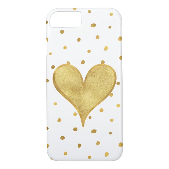 White Gold Dots Heart Case-Mate iPhone Case (Back)