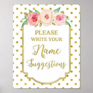 White Gold Dots Name Suggestions Sign