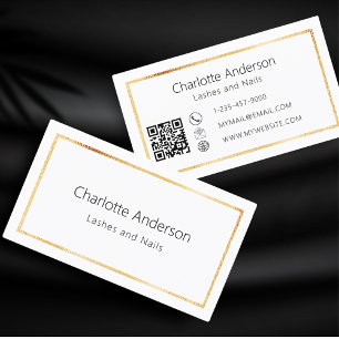 White gold elegant minimalist QR code Business Card